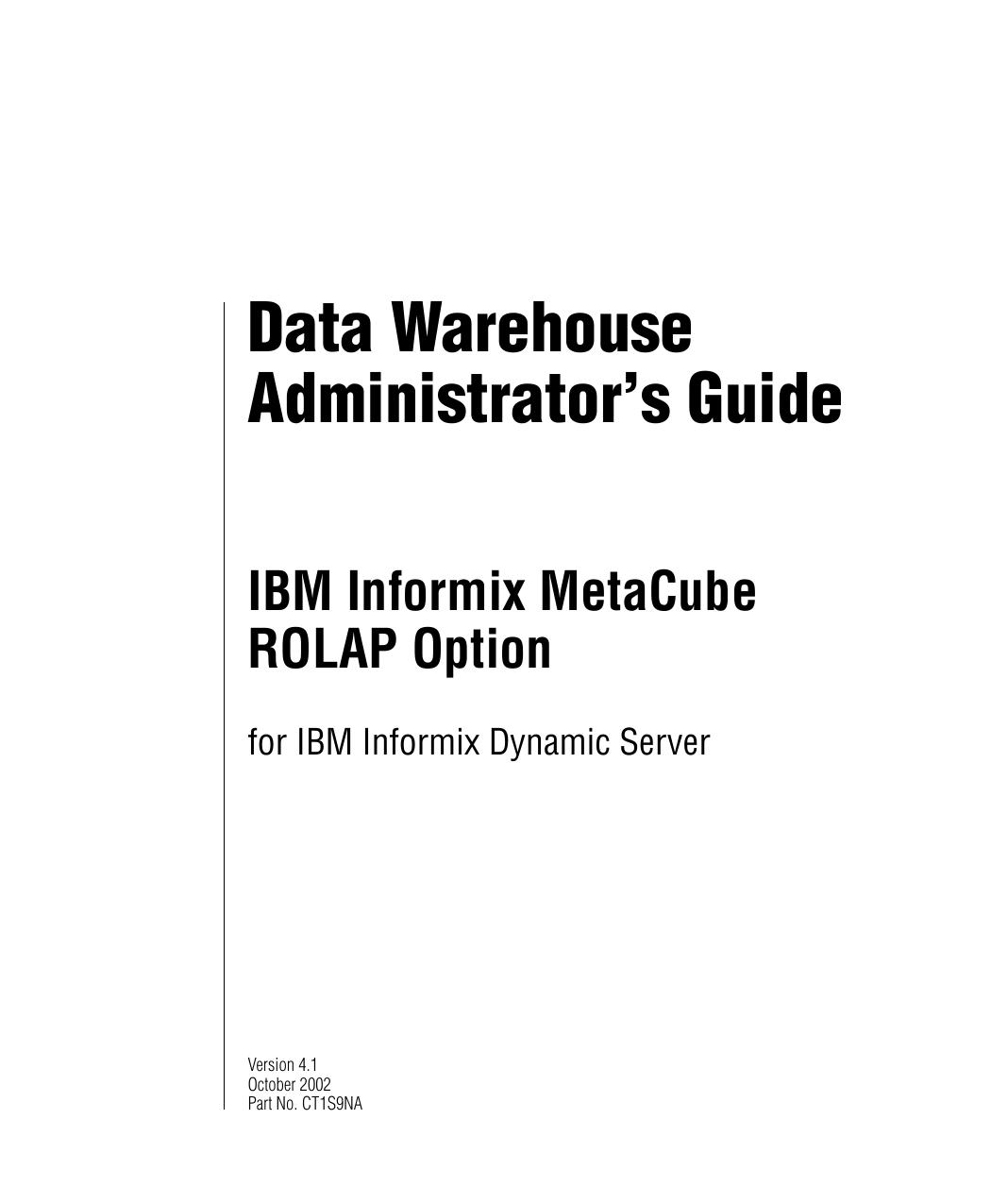 MetaCube Data Warehouse Administrator's Guide