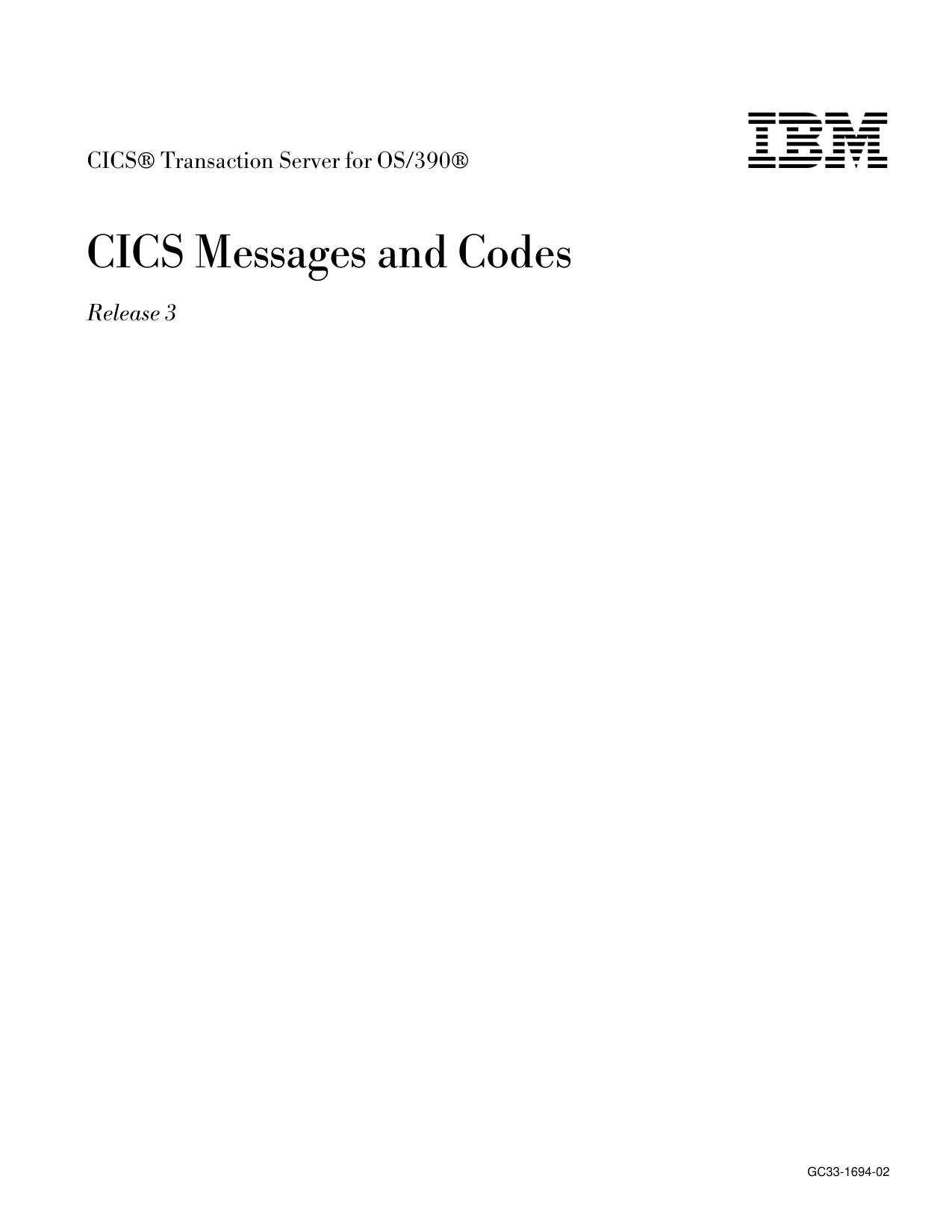 CICS Messages and Codes