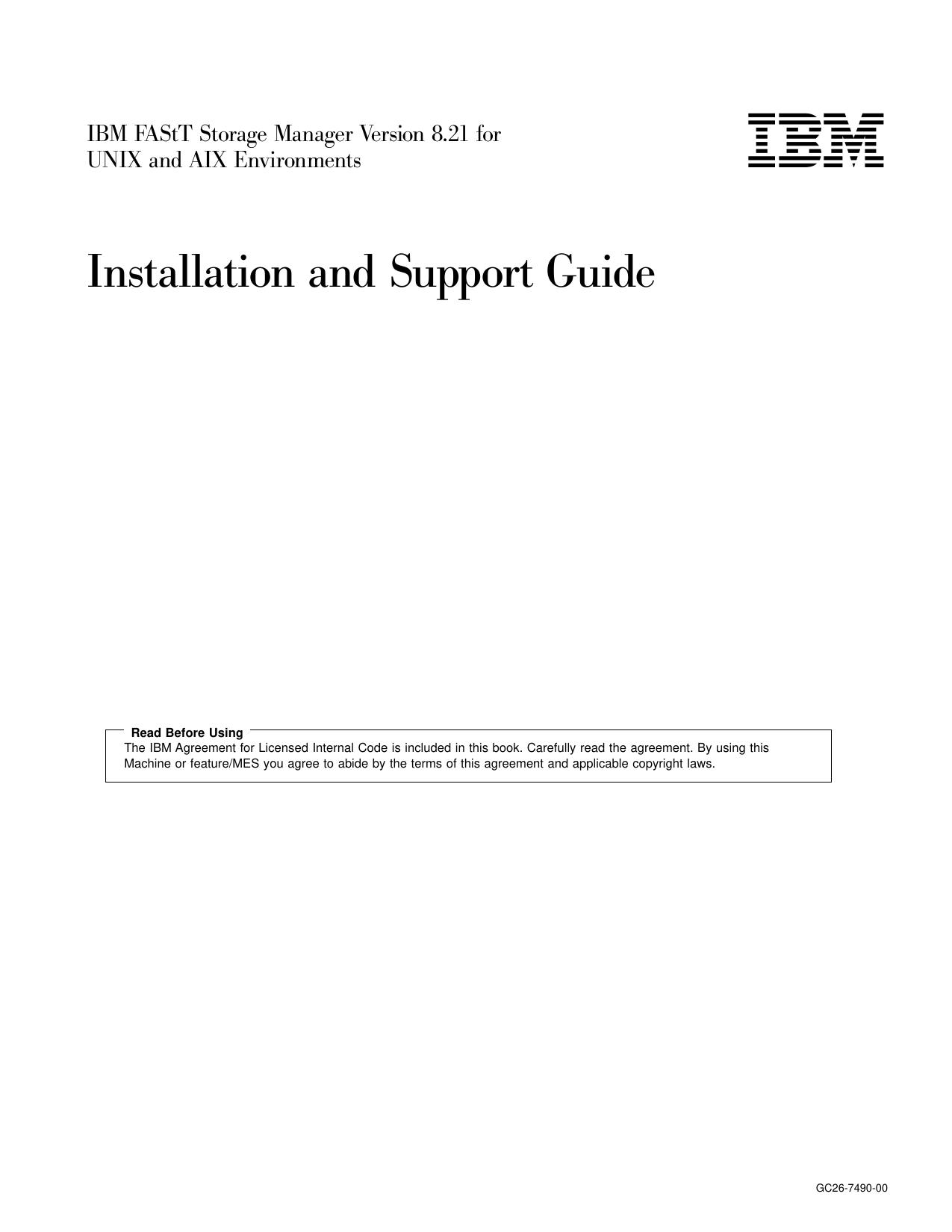 IBM FAStT Storage Manager Version 8.21 for UNIX and AIX Environments: Installation and Support Guide