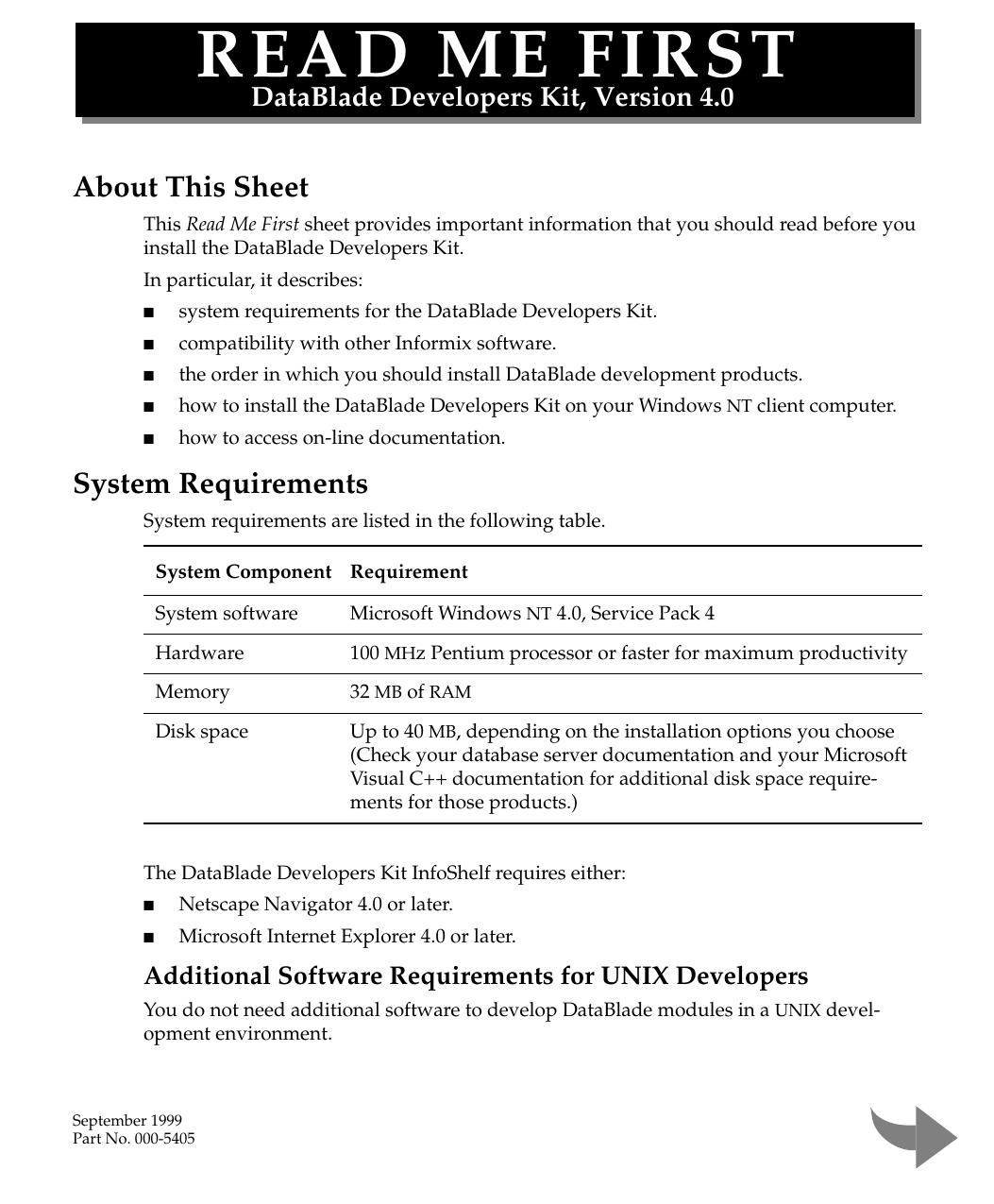 DataBlade Developers Kit Read Me First, Version 4.0