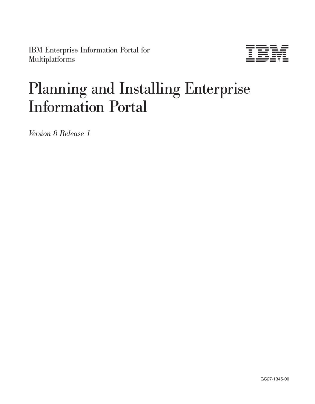 Planning and Installing Enterprise Information Portal
