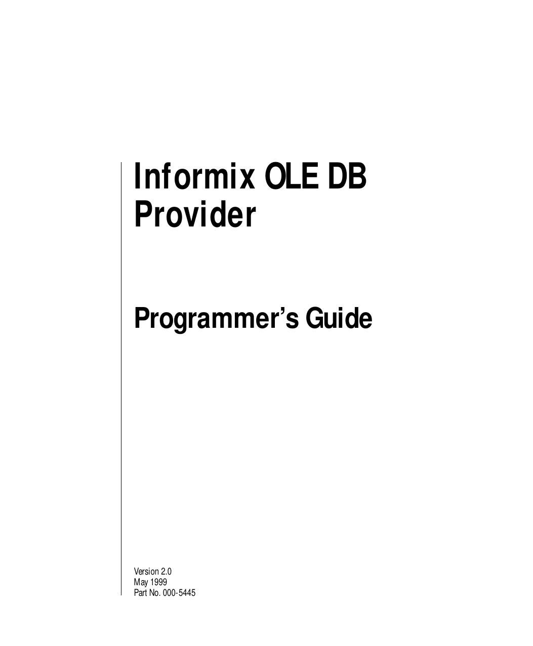 Informix OLE DB Provider Programmer's Guide