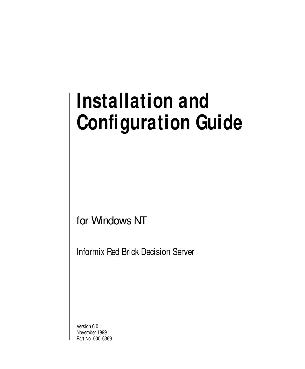 Installation and Configuration Guide for Windows NT