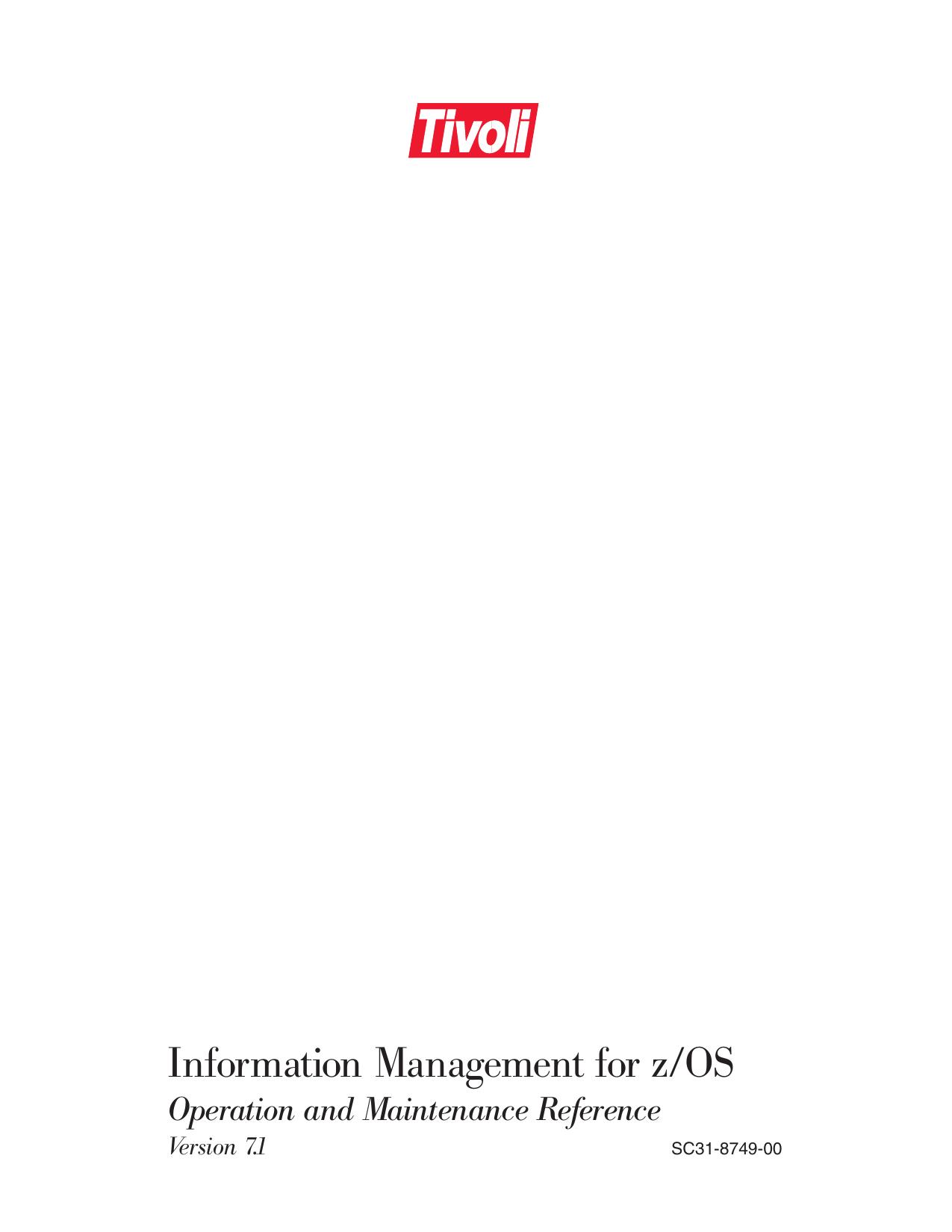 Operation and Maintenance Reference