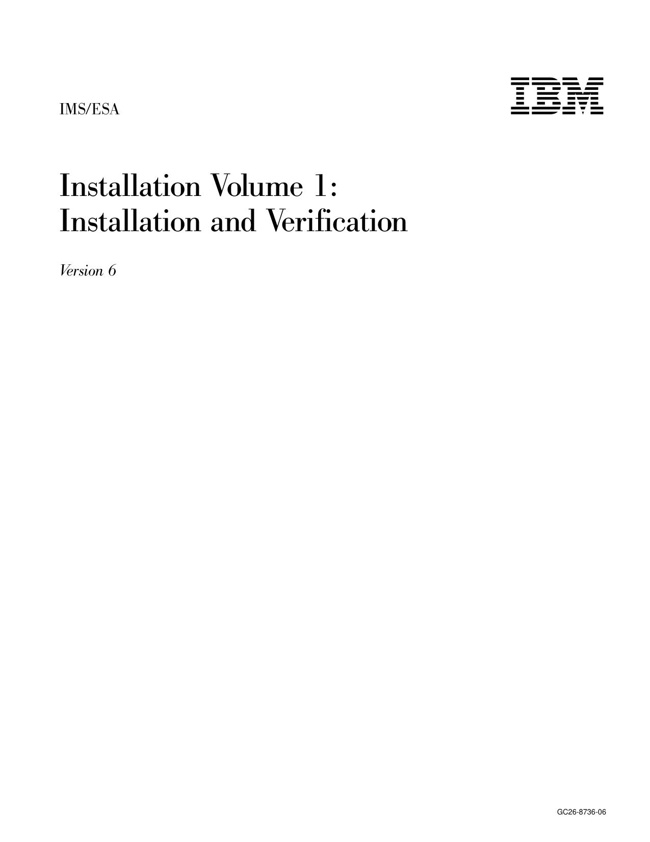 V6 Install Volume 1