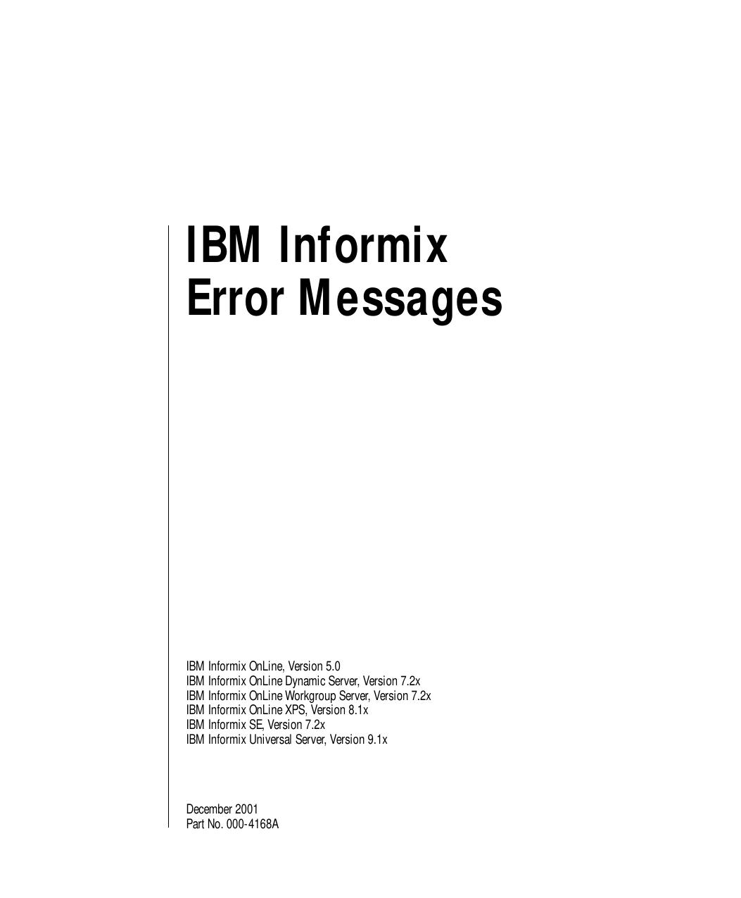 IBM Informix Error Messages
