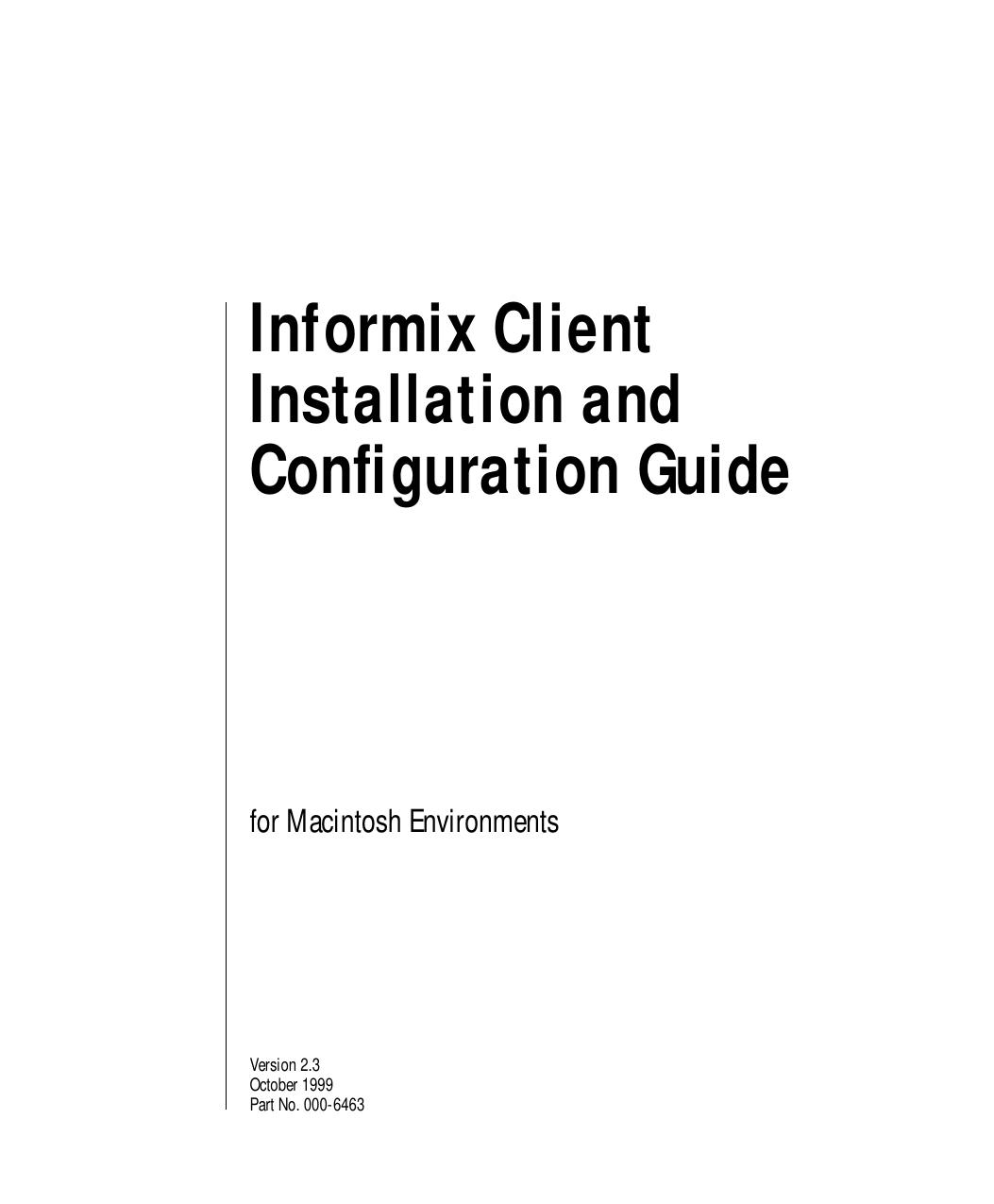 Informix Client Products Installation Guide for Macintosh