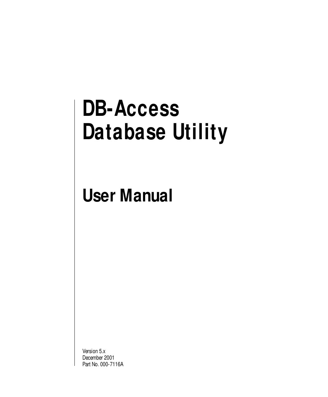 DB-Access Database Utility User Manual, Version 5.x