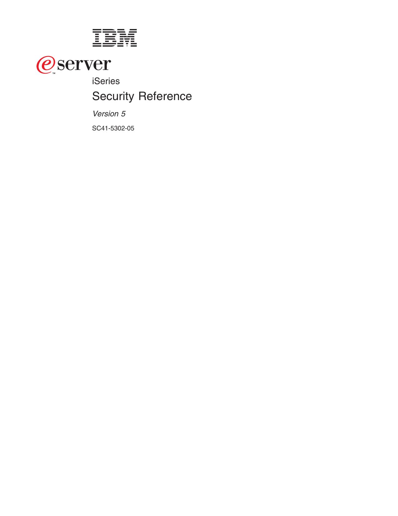 OS/400 Security Reference V5R1