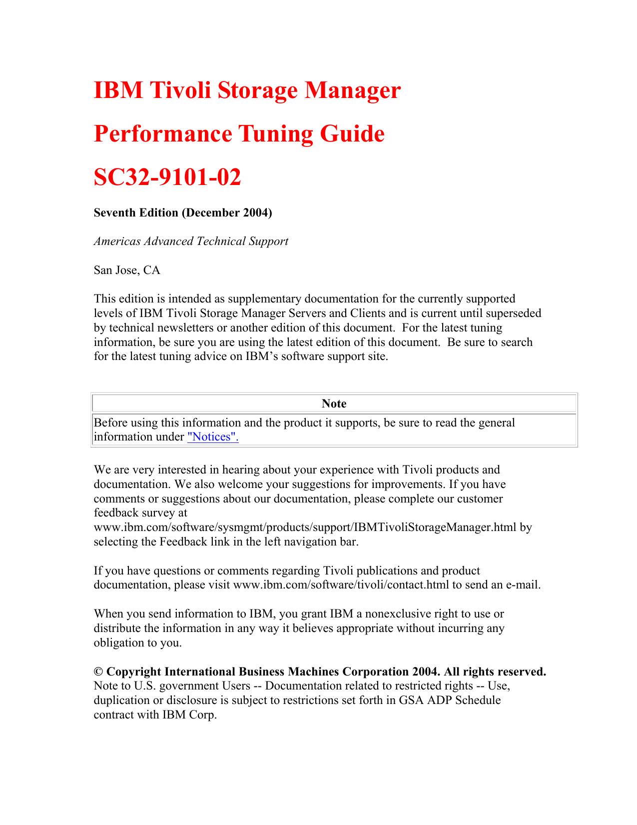 Tivoli Storage Manager Performance Tuning Guide