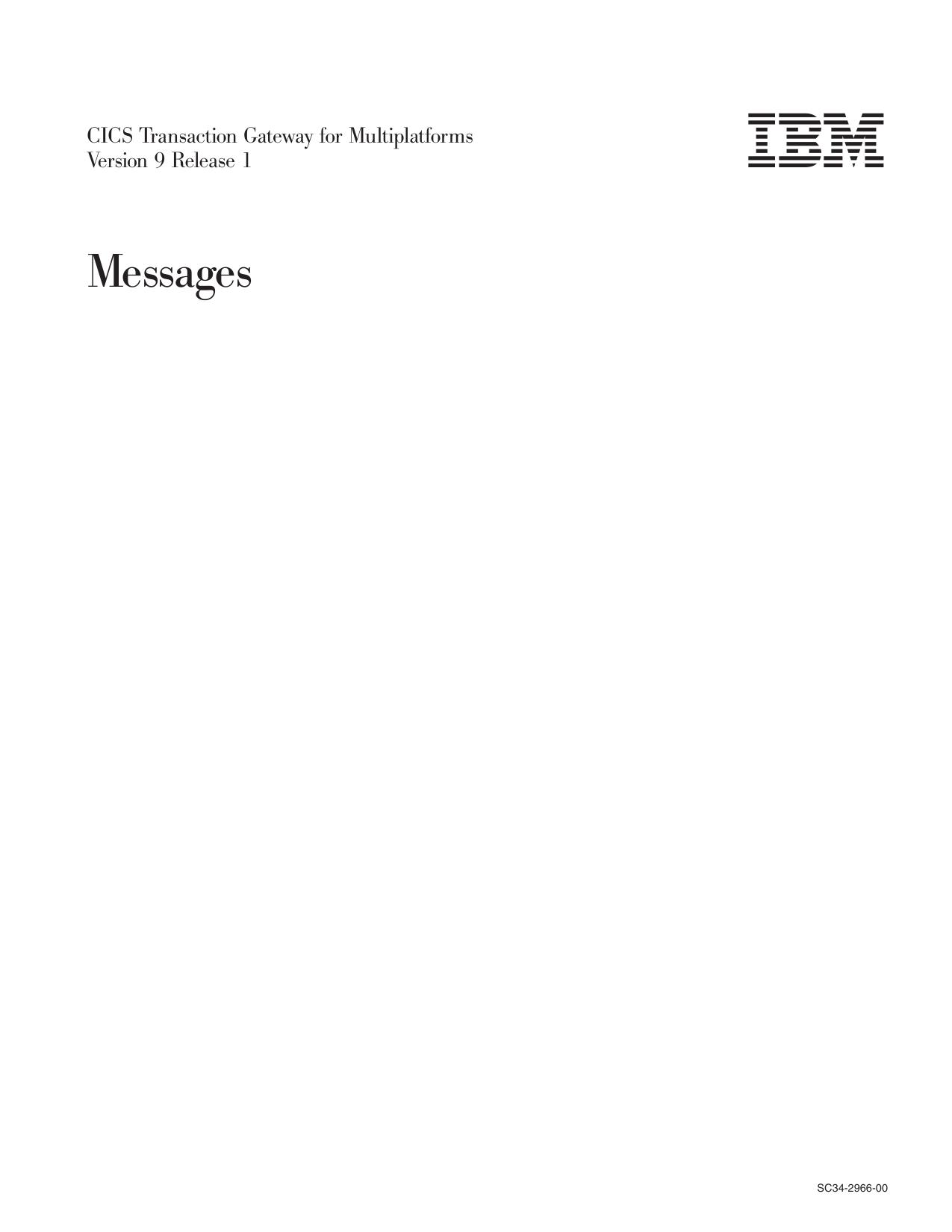 CICS TG for Multiplatforms V9.1: Messages