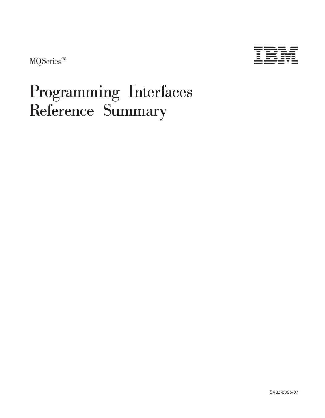 MQSeries Programming Interfaces Reference Summary
