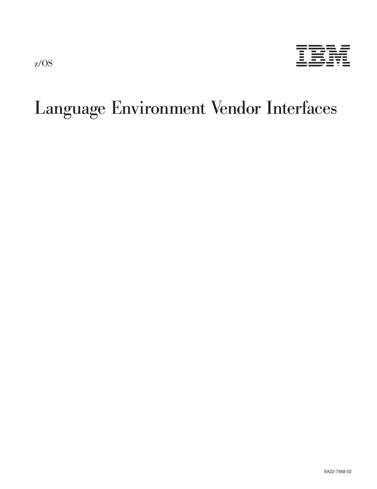 z/OS V1R3.0 Language Environment Vendor Int