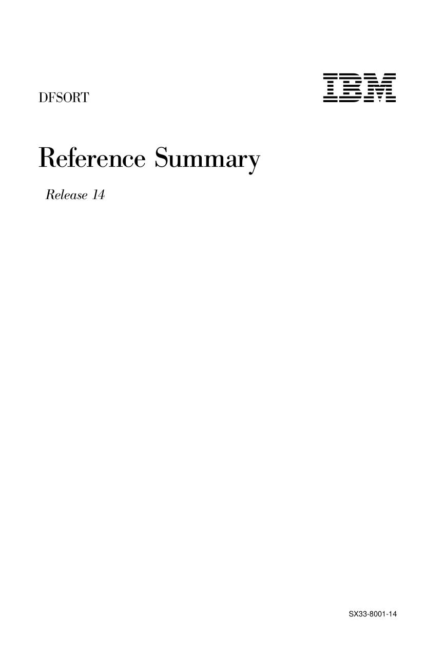 DFSORT Reference Summary
