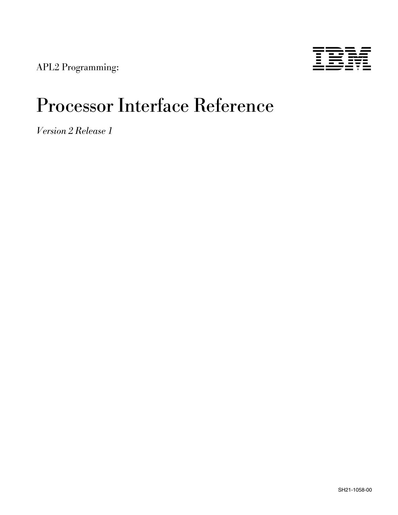 APL2 Programming: Processor Interface Reference