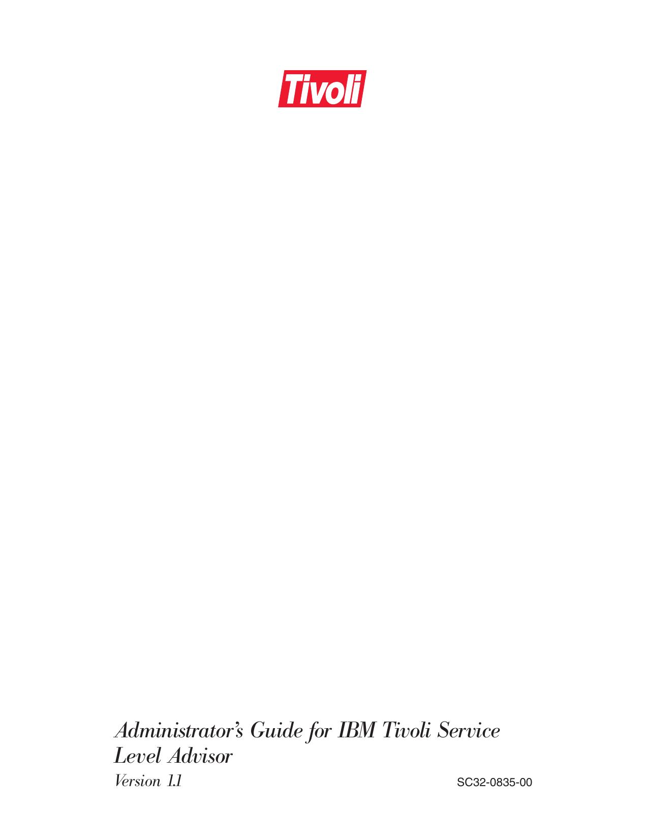 Administrator™s Guide for IBM Tivoli Service Level Advisor