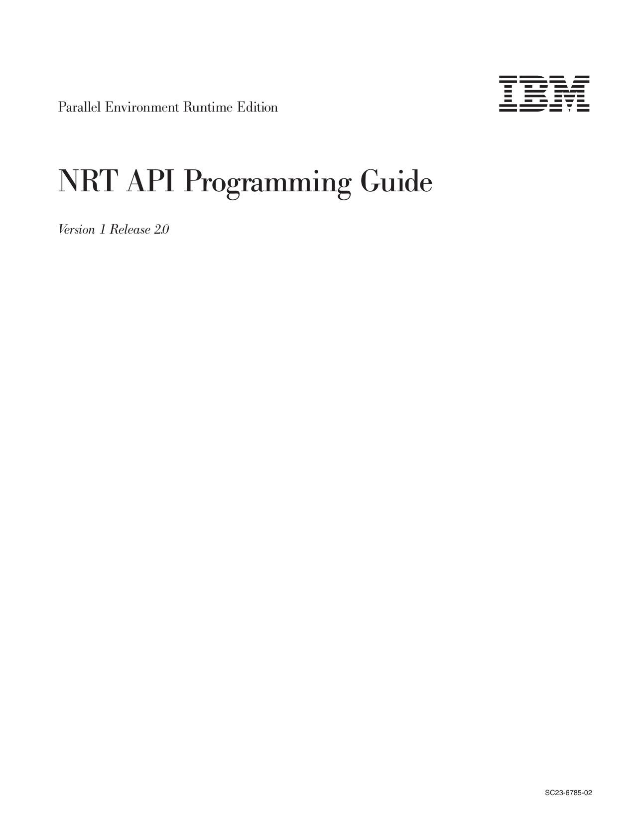 Parallel Environment Runtime Edition: NRT API Programming Guide