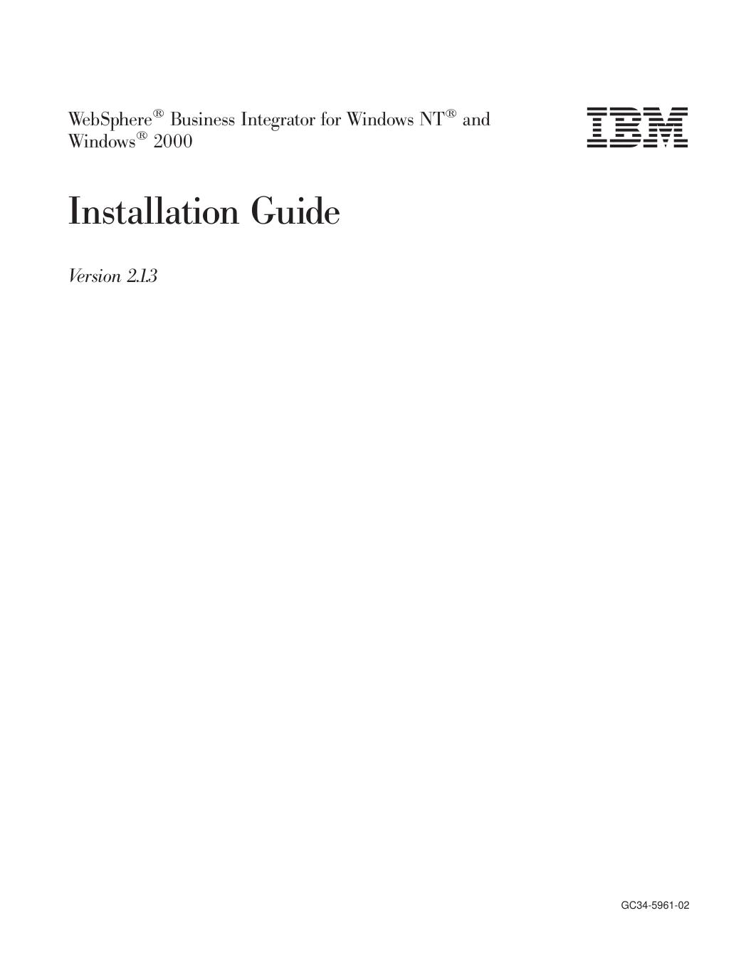 WebSphere Business Integrator Installation Guide