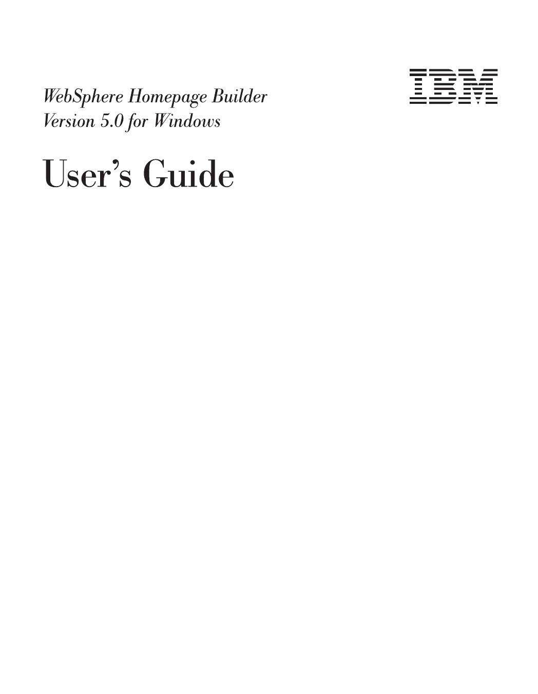 IBM WebSphere Homepage Builder Version 5.0 for Windows