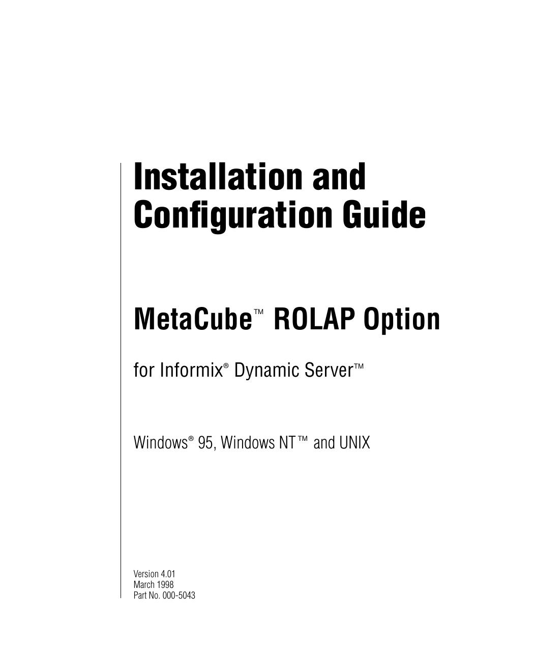 MetaCube Installation and Configuration Guide