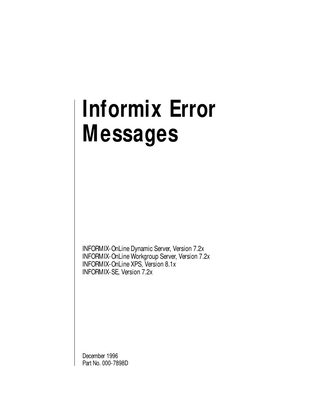 Informix Error Messages