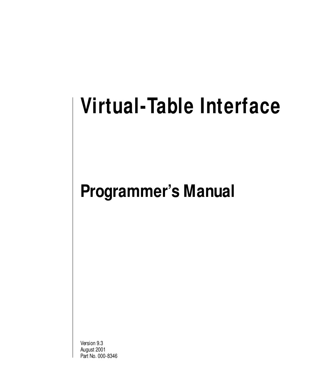 Virtual-Table Interface Programmer's Manual