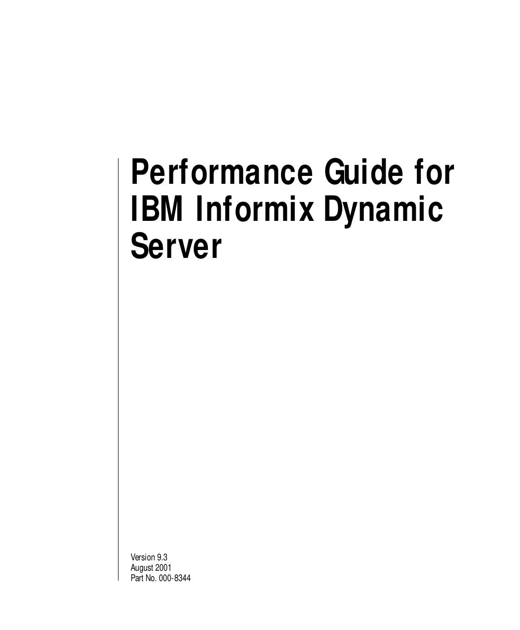 Performance Guide for IBM Informix Dynamic Server