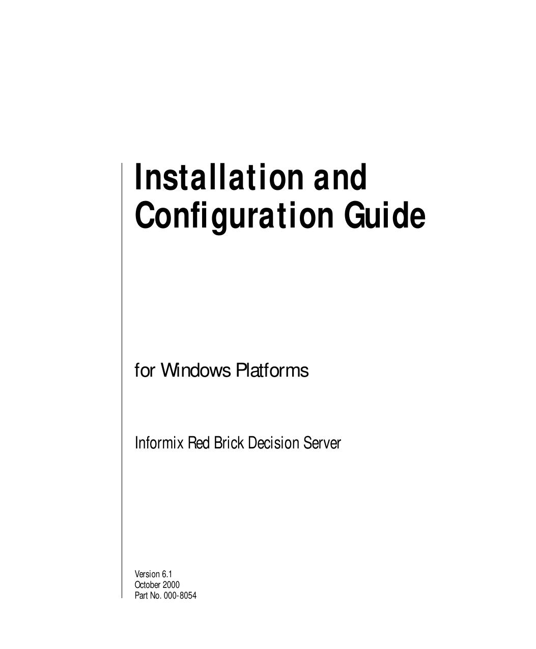 Installation and Configuration Guide for Windows Platforms