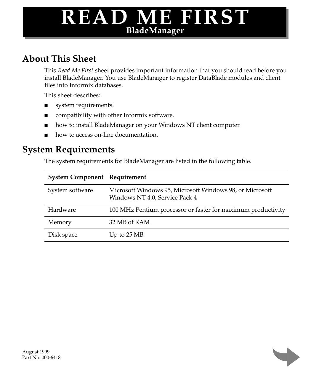 BladeManager Read Me First, Version 1.0