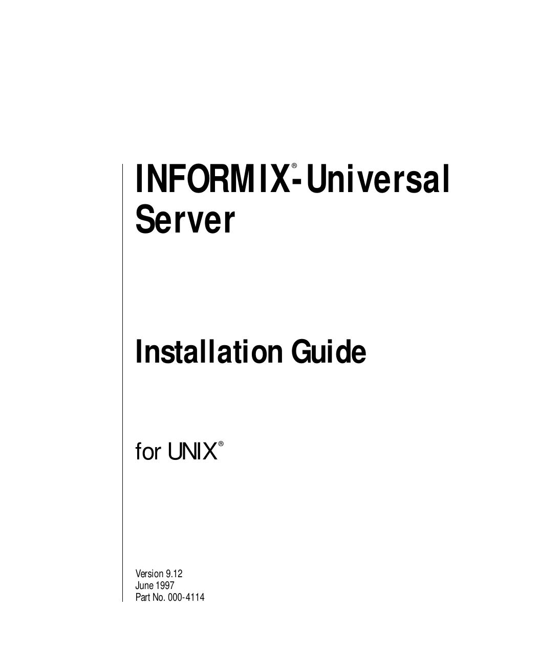 INFORMIX-Universal Server Installation Guide for UNIX