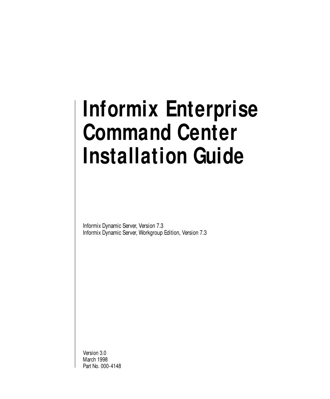 INFORMIX-Enterprise Command Center Installation Guide