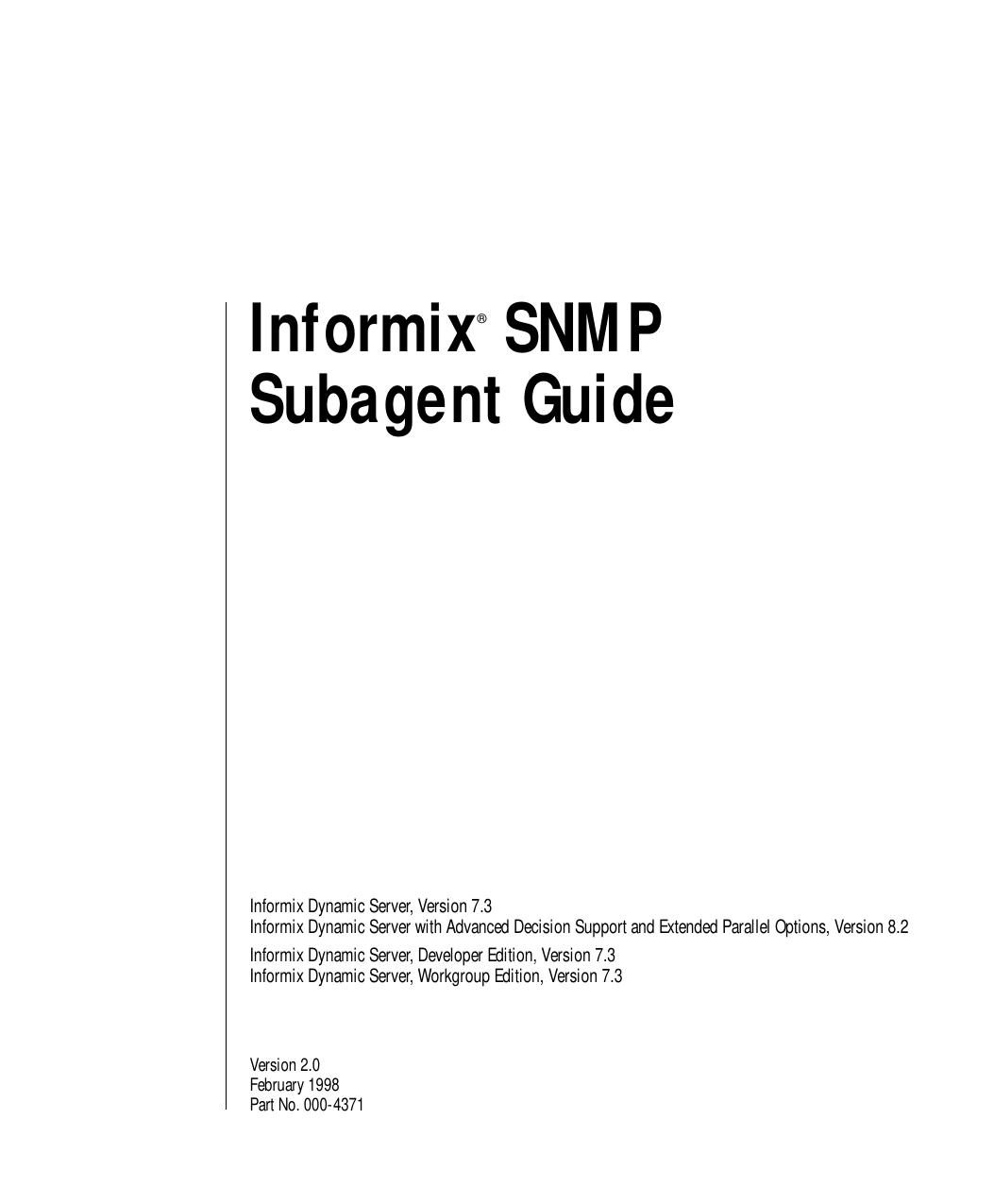 Informix SNMP Subagent Guide
