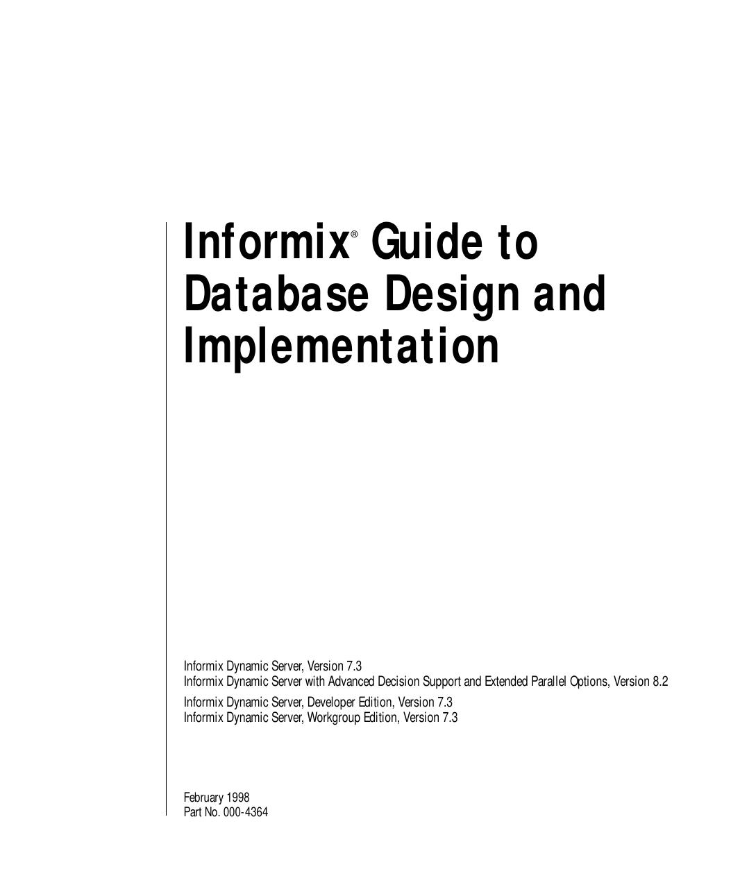 Informix Guide to Database Design and Implementation
