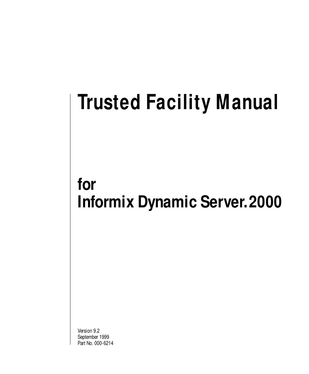 Trusted Facility Manual for Informix Dynamic Server.2000