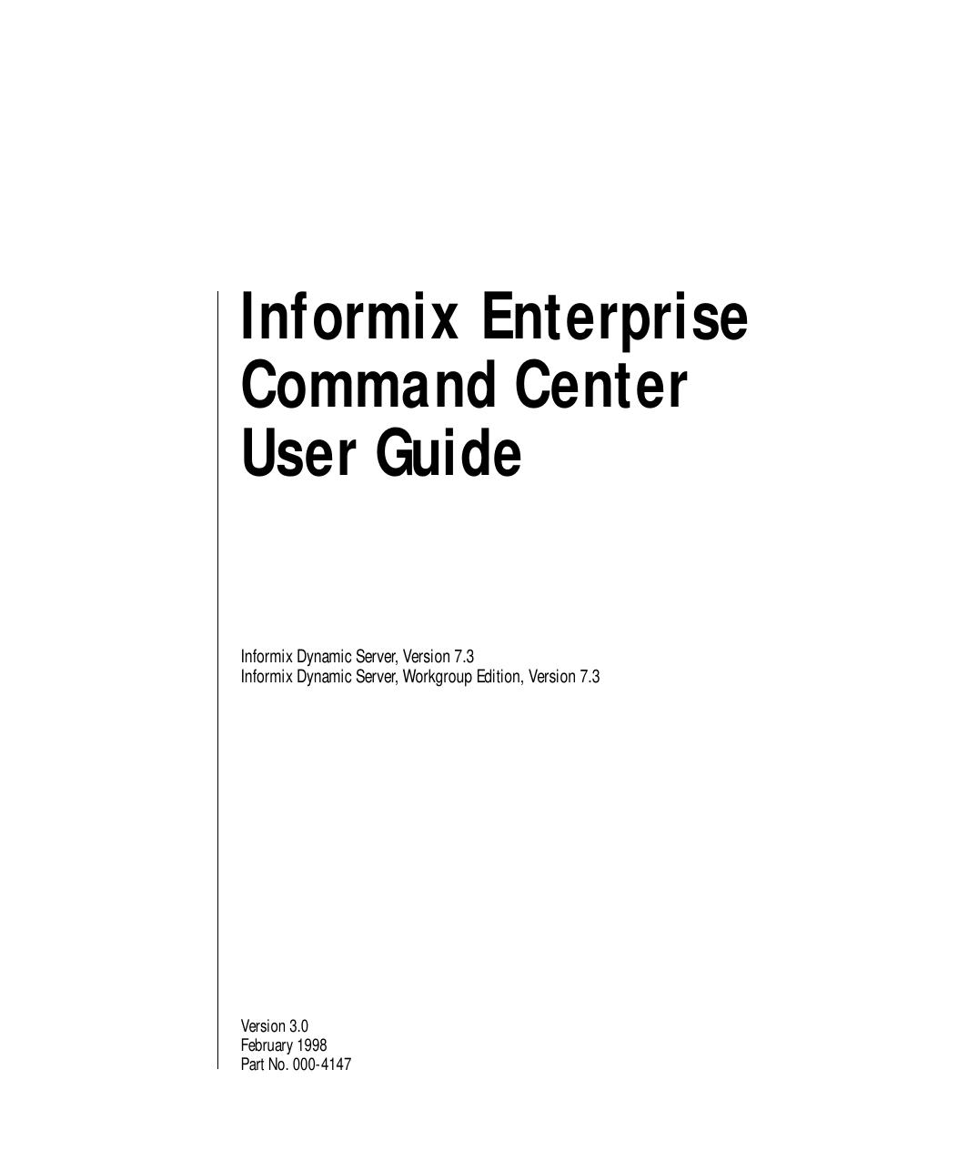 INFORMIX-Enterprise Command Center User Guide