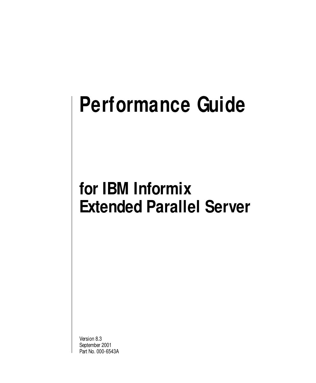 Performance Guide for IBM Informix Extended Parallel Server