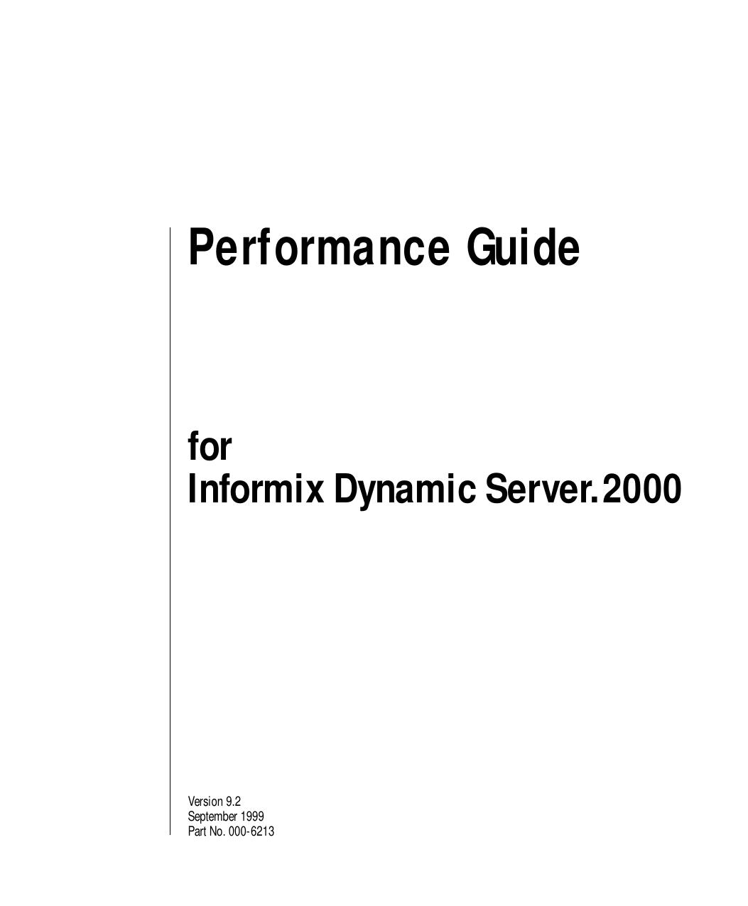 Performance Guide for Informix Dynamic Server.2000
