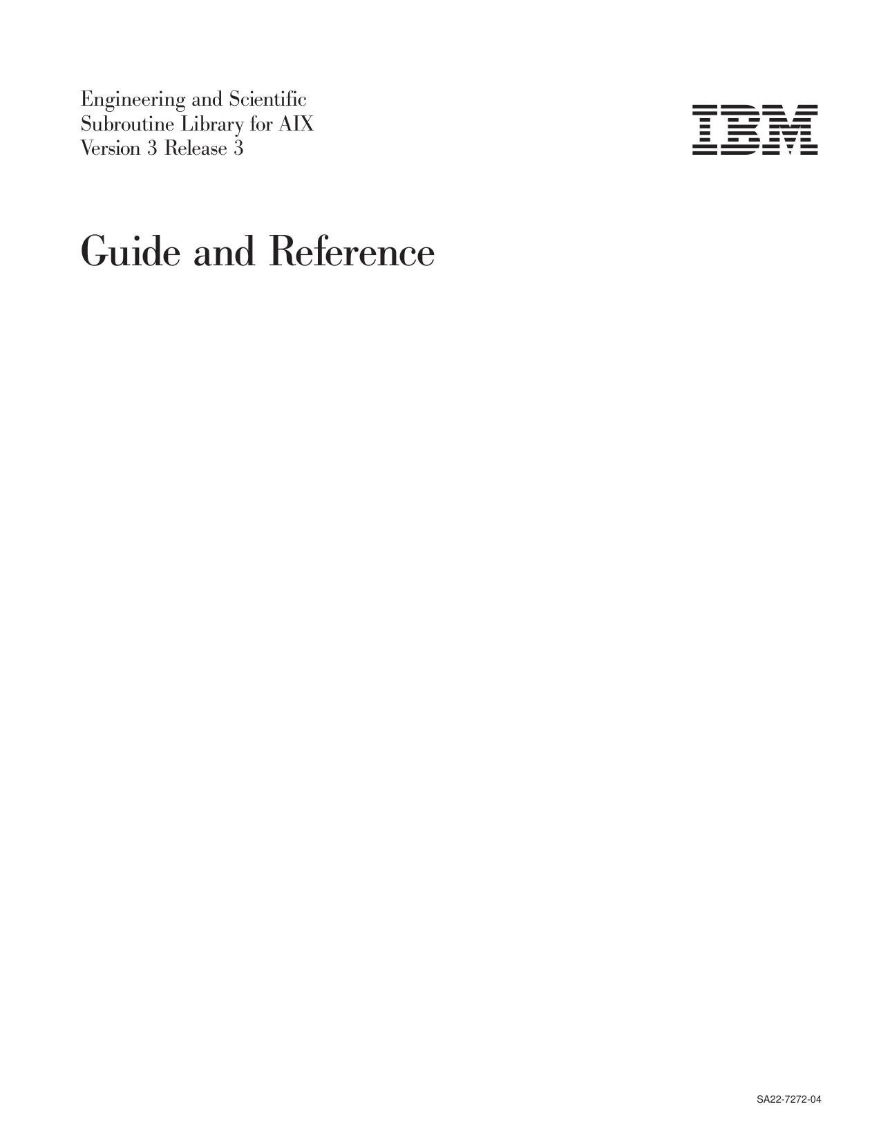 ESSL Version 3 Release 3 Guide and Reference