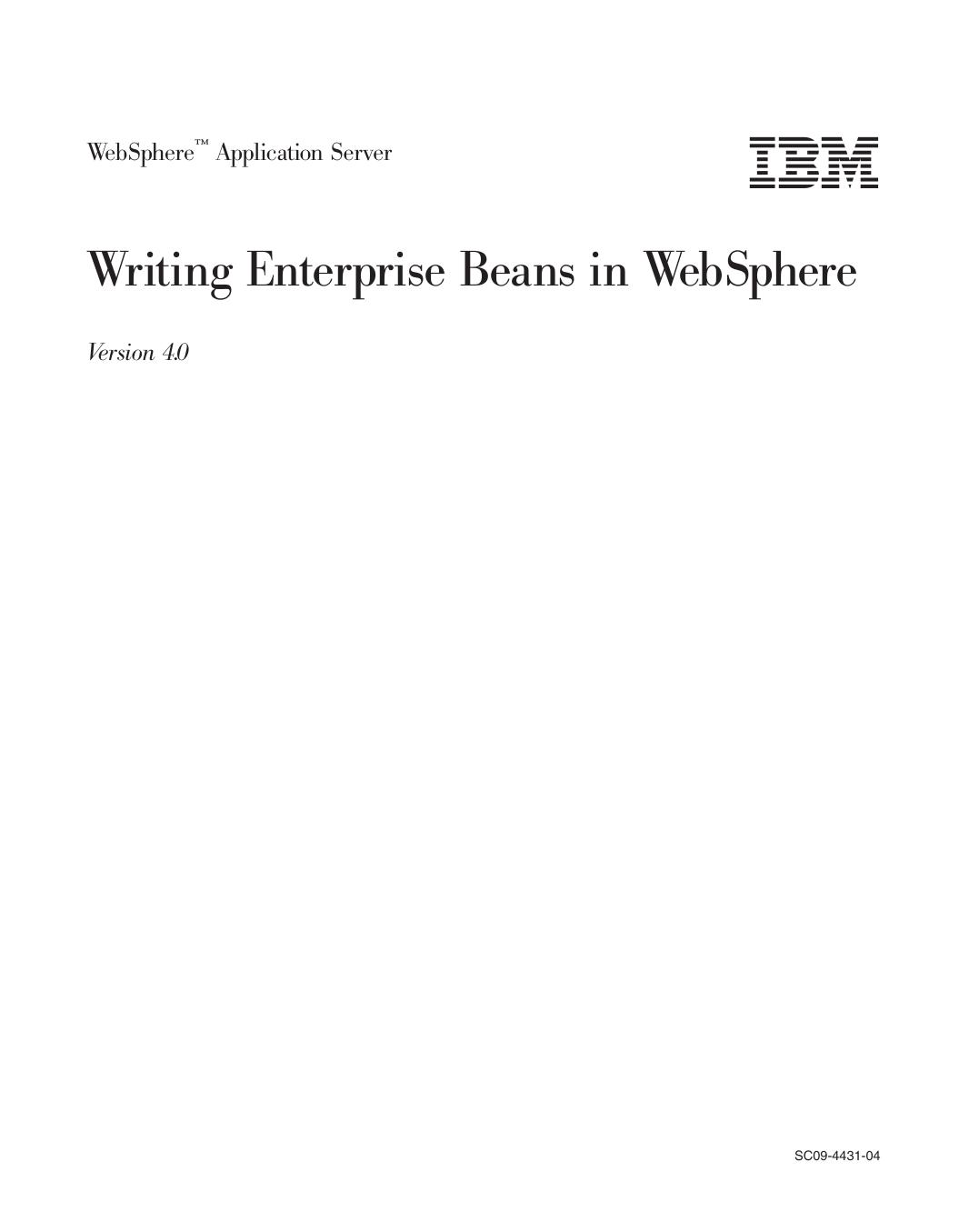 WebSphere: Writing Enterprise Beans in WebSphere