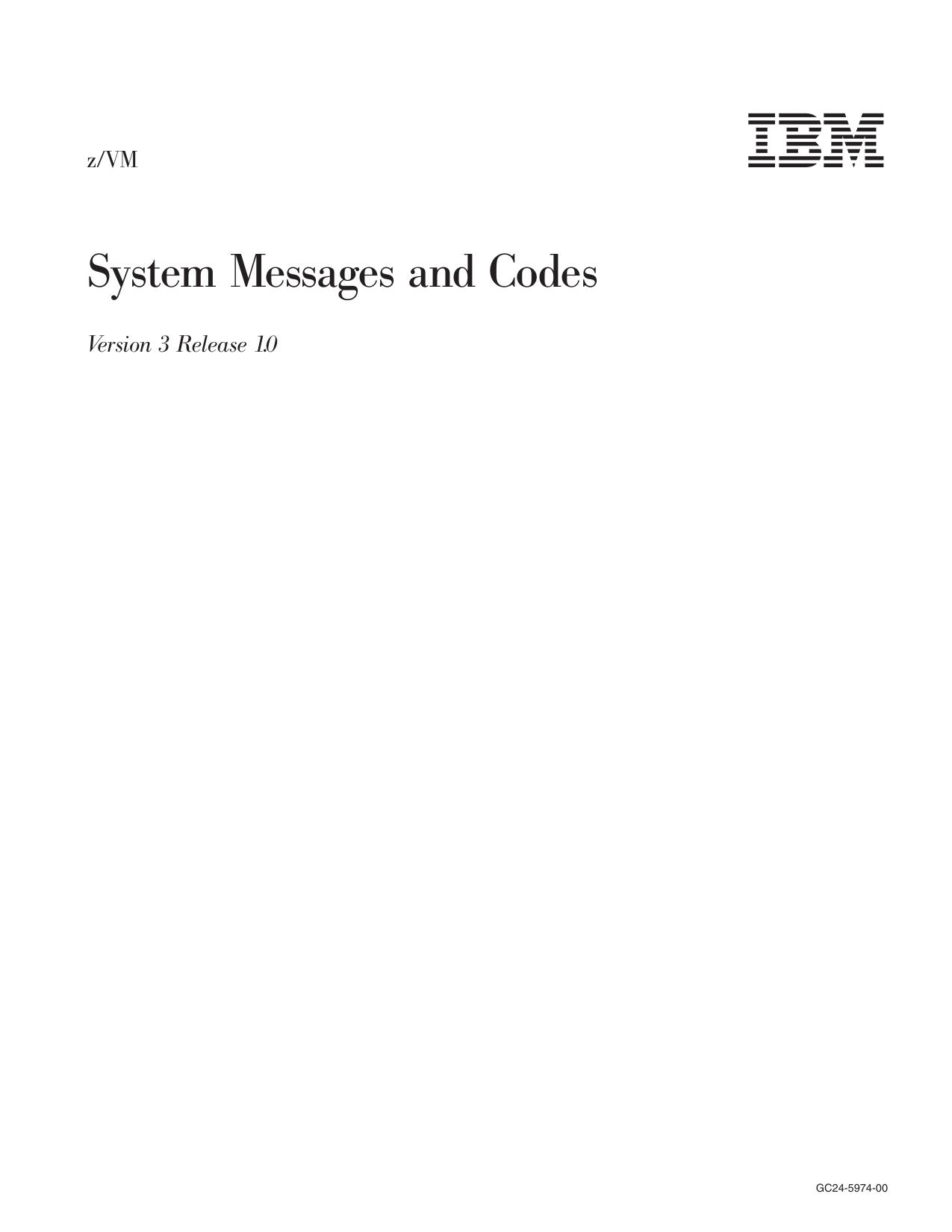 z/VM: System Messages and Codes