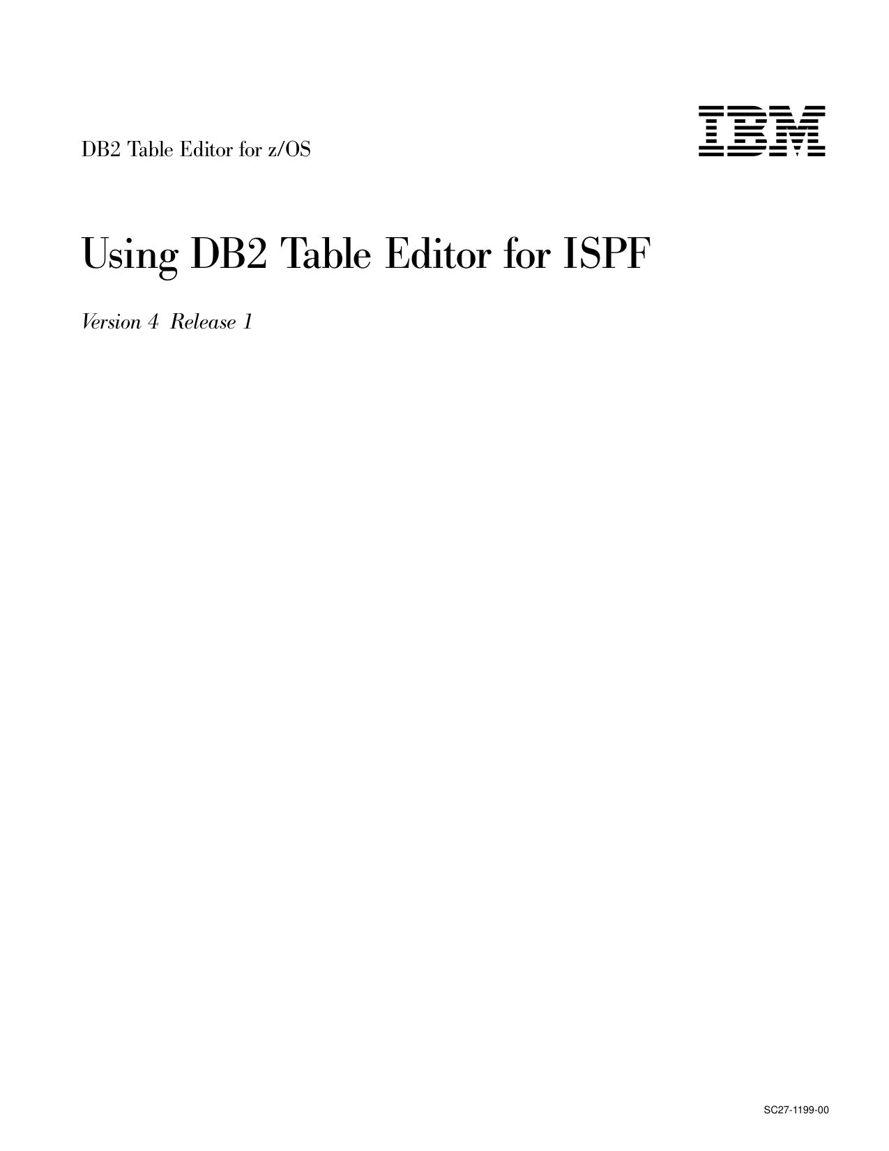 Using DB2 Table Editor for ISPF