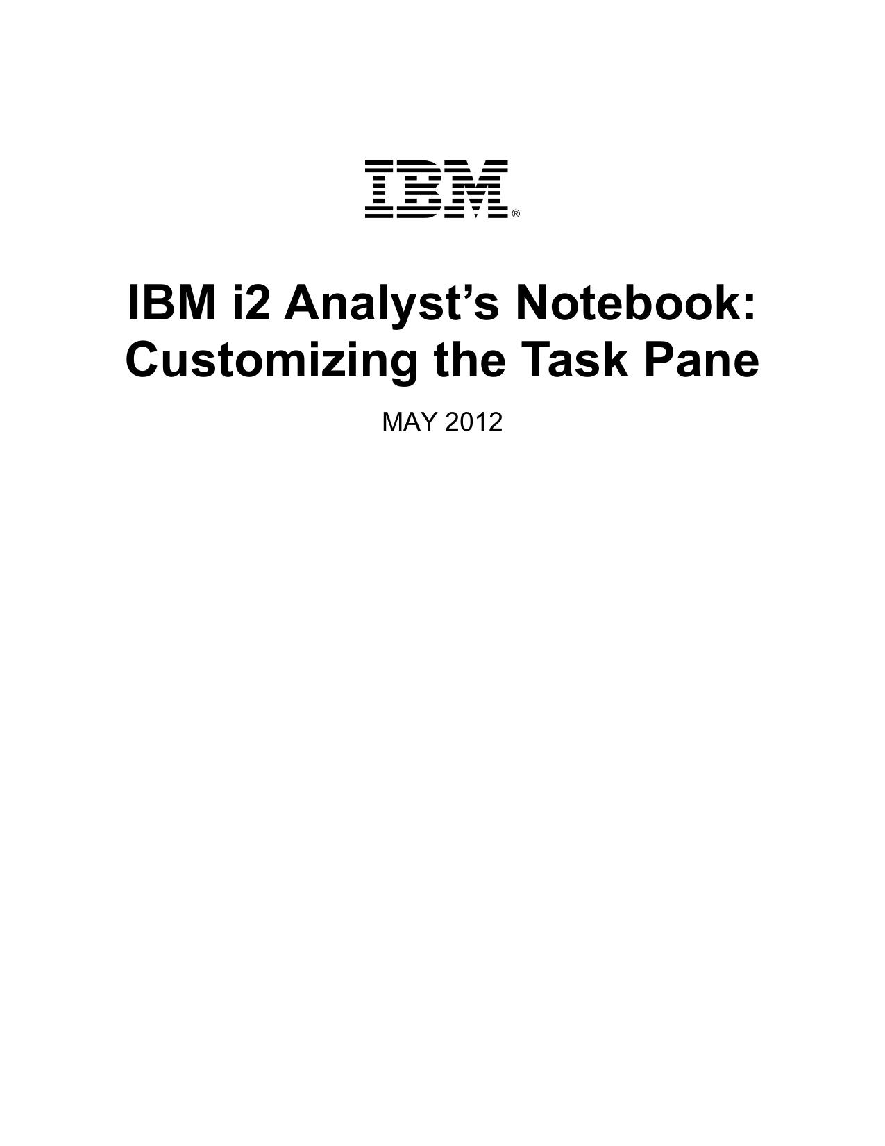 Customizing the Task Pane in IBM i2 Analyst's Notebook