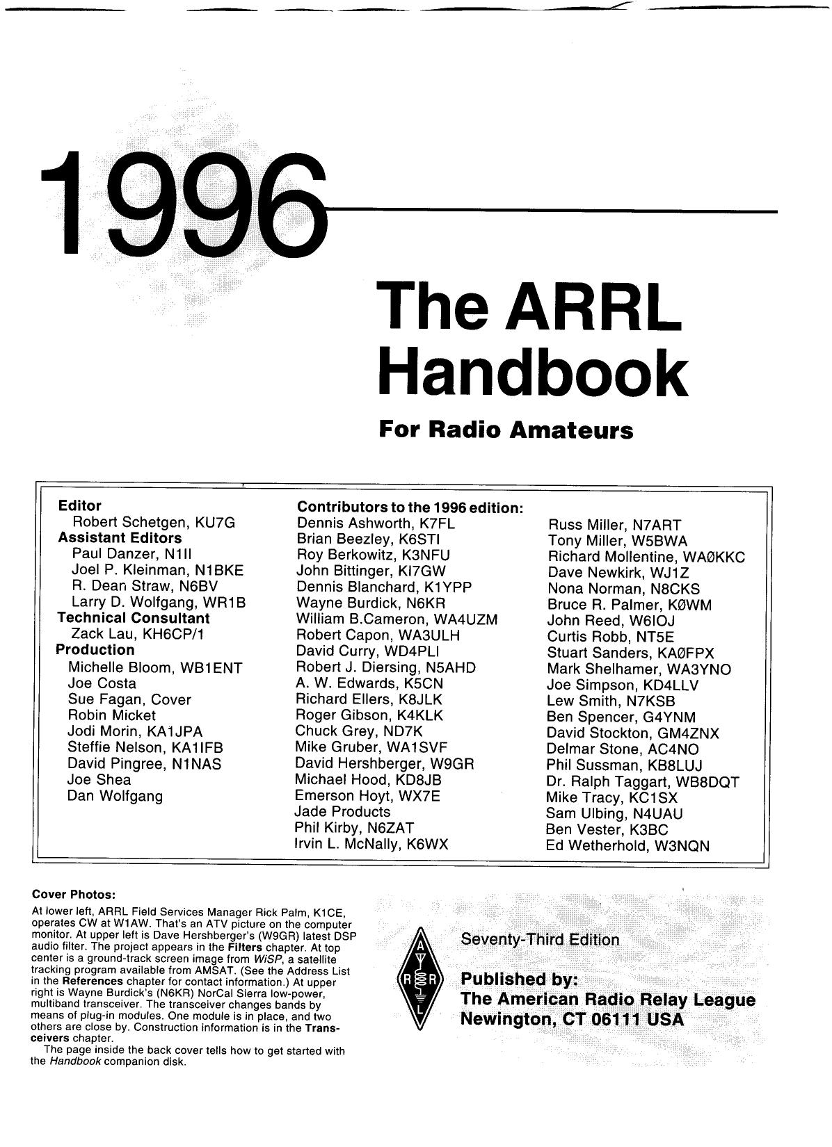 arrl handbook 1996