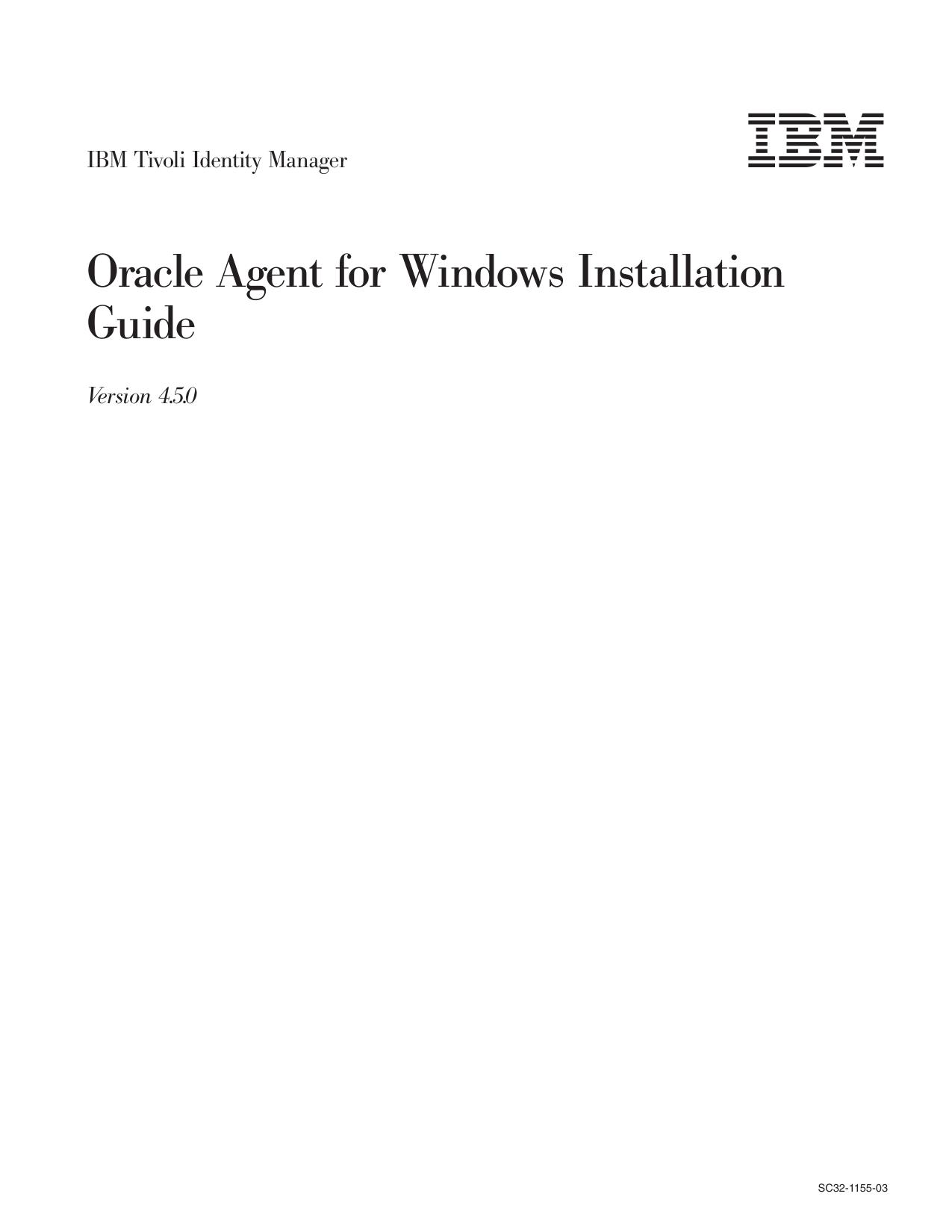IBM Tivoli Identity Manager: Oracle Agent for Windows Installation Guide