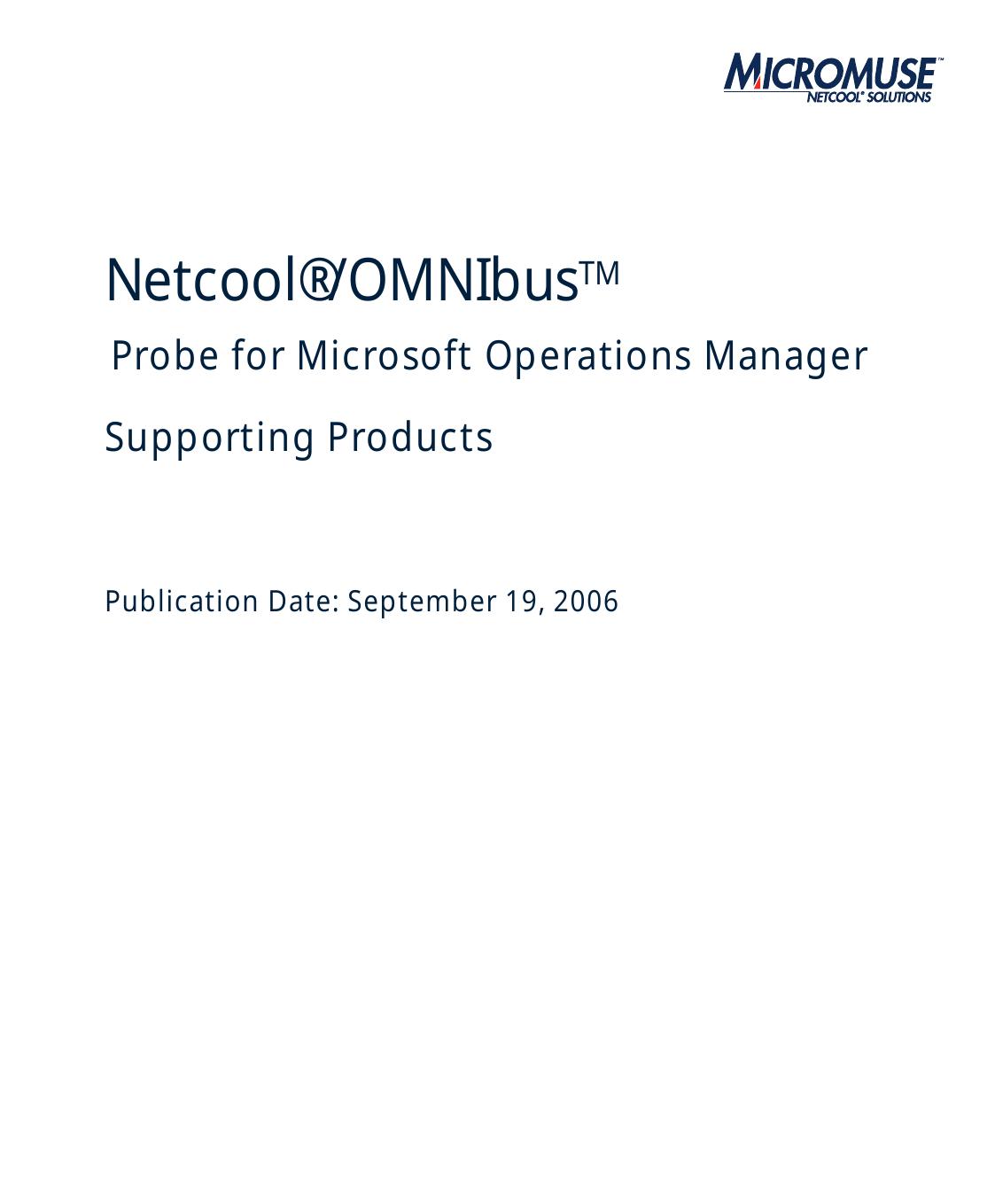 Netcool/OMNIbus Probe for Microsoft Operations Manager