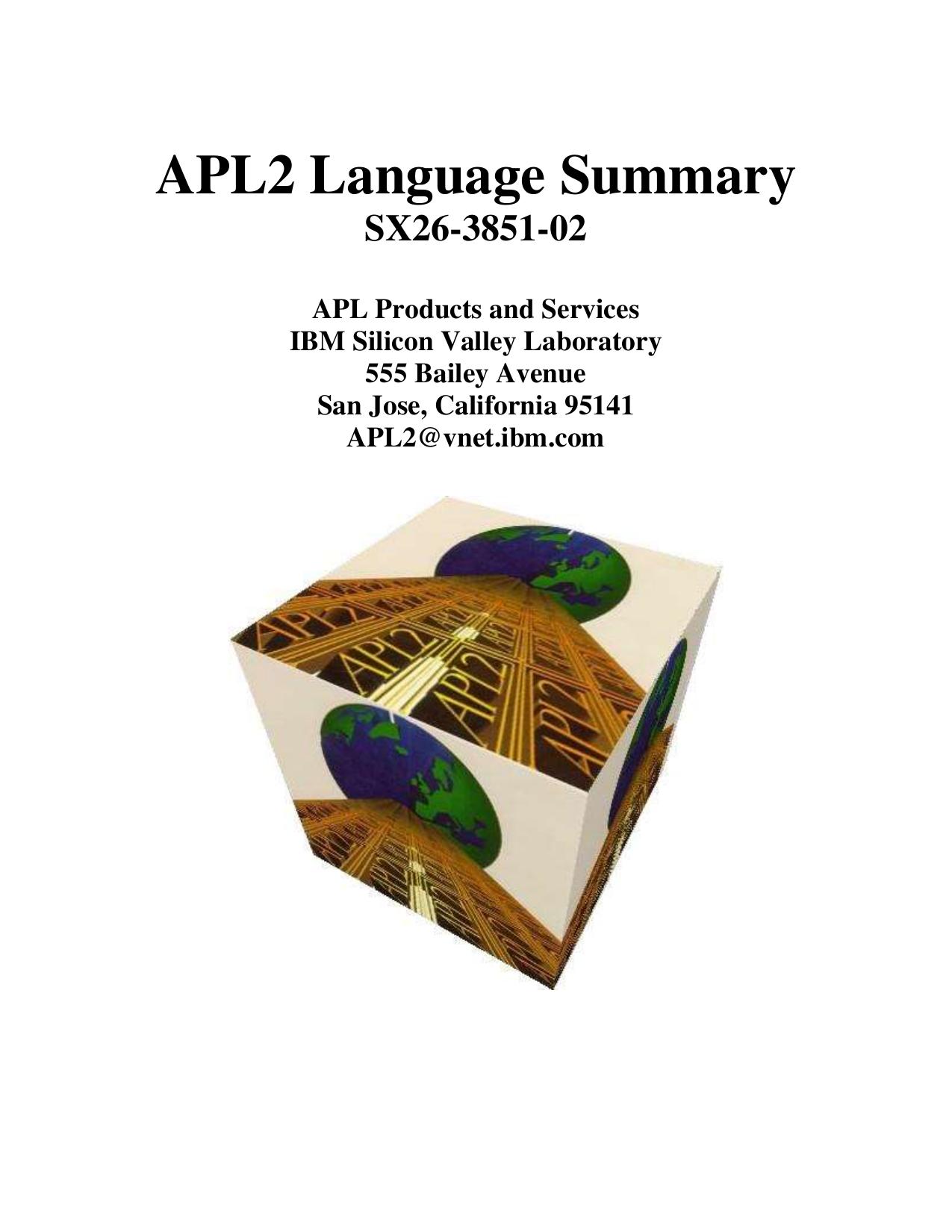 APL2 Language Summary