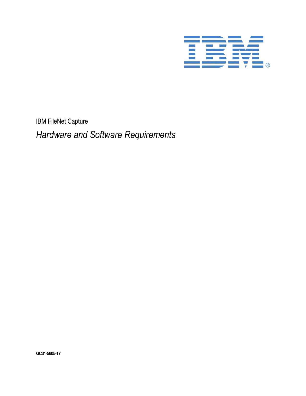 IBM FileNet Capture Hardware and Software Requirements
