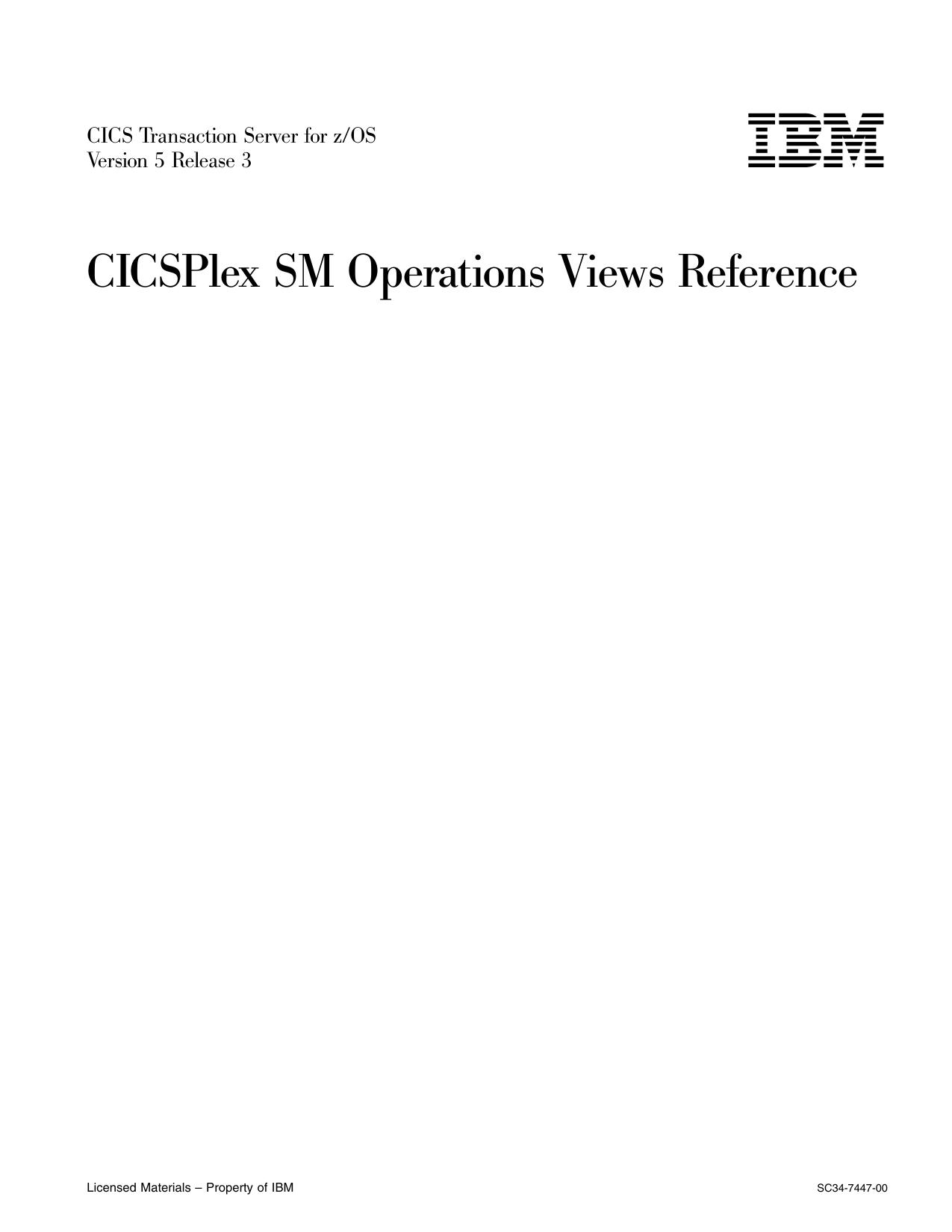CICS TS for z/OS 5.3: CICSPlex SM Operations Views Reference