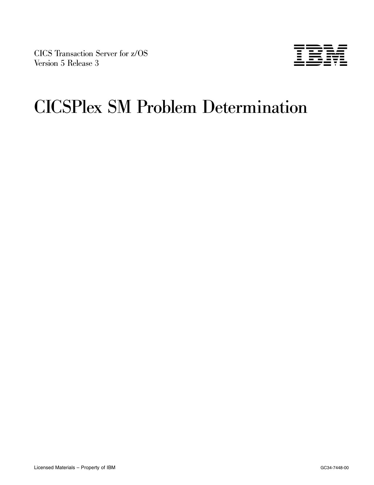 CICS TS for z/OS 5.3: CICSPlex SM Problem Determination