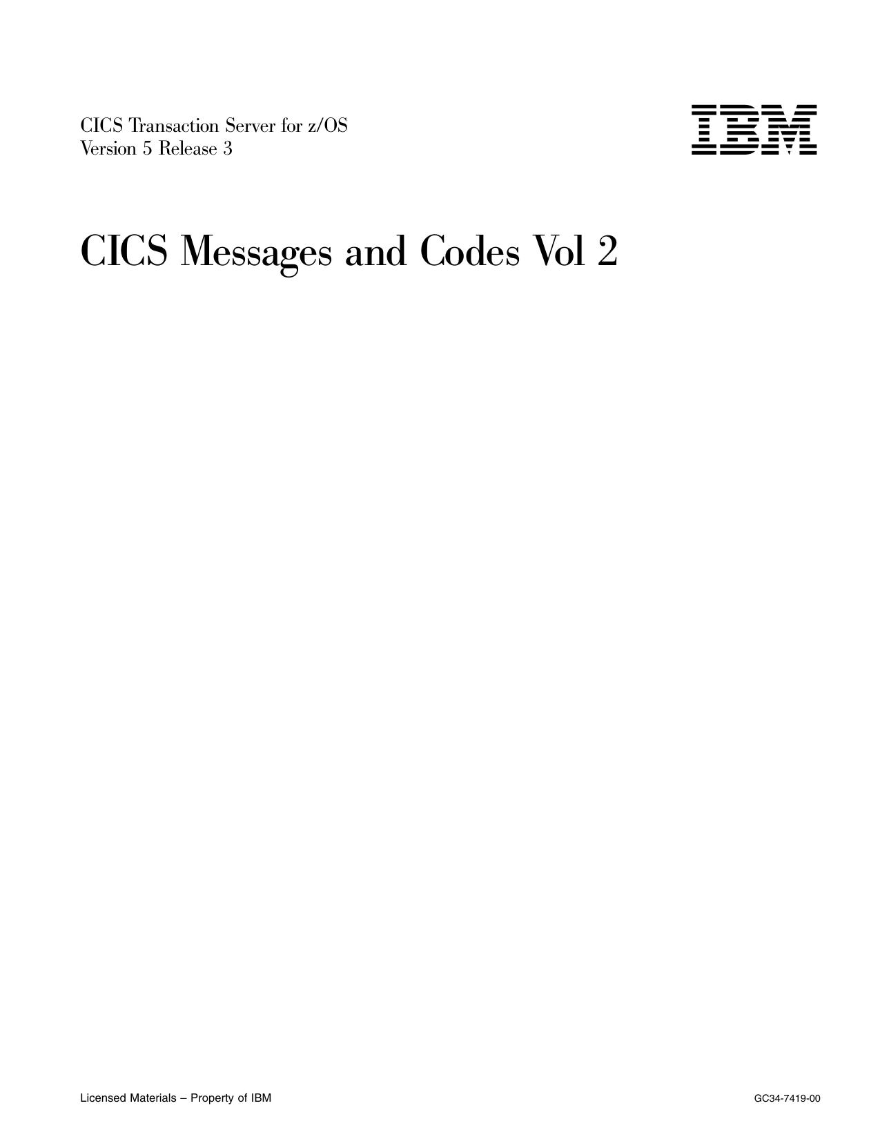 CICS TS for z/OS 5.3: CICS Messages and Codes Vol 2